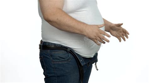 Fat Man Trying To Fasten Tight Jeans Stock Video Video Of Healthy