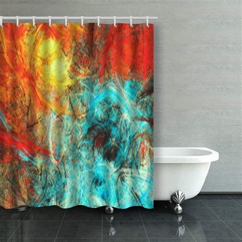 Artjia Bright Artistic Splashes Abstract Beautiful Multicolor Shower Curtains Bathroom Curtain