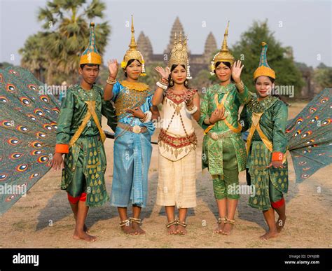 Khmer Traditional Dancers In Costume At Angkor Wat Temple Siem Reap