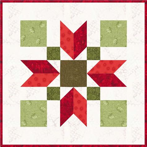 Christmas Poinsettia 12 Quilt Block Pattern Pdf Etsy Quilt Block
