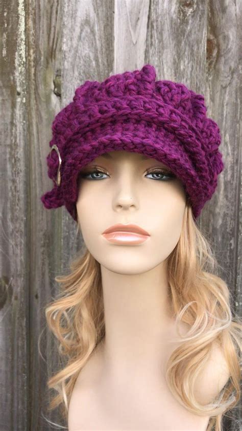 Newsboy Hat Chunky Crochet Hat Womens Hat Winter Hat Fall Etsy Video