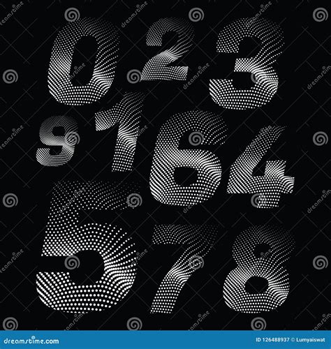 Wave Dotted Numbers In Retro Style Stock Vector Illustration Of Style