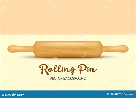 Vector Background With Realistic 3d Wooden Rolling Pin Closeup Design