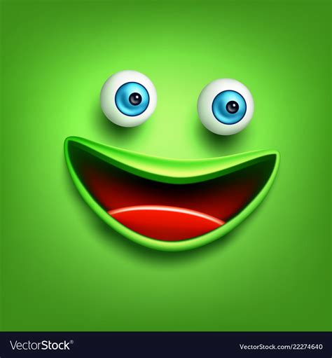 Funny Green Smiling Face Emoticon Emoji Royalty Free Vector