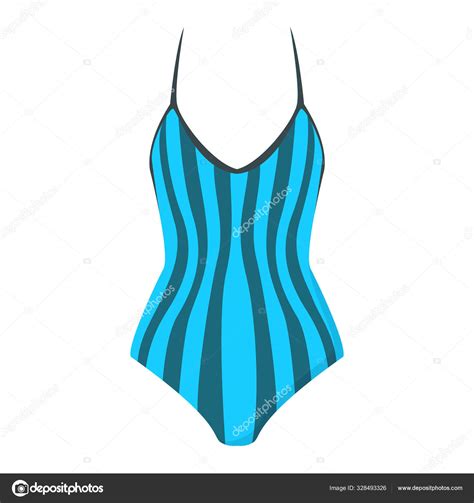 female swimwear vector isolated colorful blue striped swimsuit — stock vector © imlucky 328493326