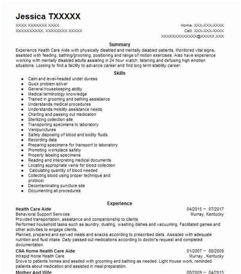 I possess strong communication skills, enjoy working autonomously and am passionate about healthcare. Health Care Aide Resume Sample | Nursing Resumes | LiveCareer