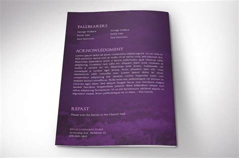 Purple Sky Funeral Program Template For Word And Publisher 8 Etsy Uk