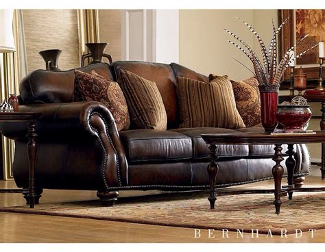 Library Brown Leather Sofa Decor Western Living Room Furniture