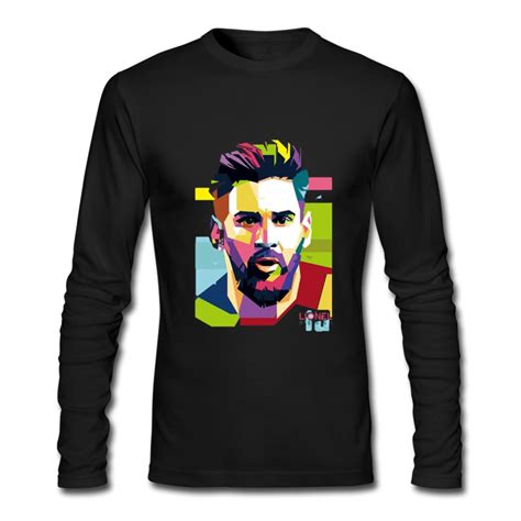 Brand 2018 Lionel Messi Shirts Barcelona Mens Long Sleeve Messi Funny