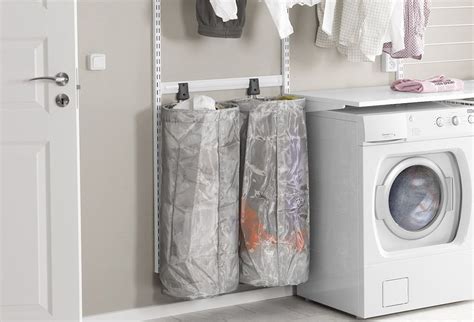Then we went to the local hardware store and bought some 1,8cm thick plywood and some 4 by 4's. Top Hanging Laundry Bag | Small laundry rooms, Laundry ...