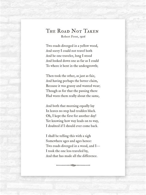 The Road Not Taken Framed Poem Wall Art Print Robert Frost Poetry Two