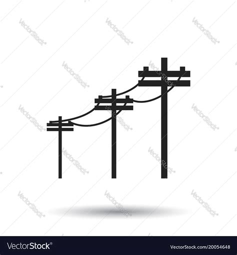 High Voltage Power Lines Electric Pole Icon Vector Image