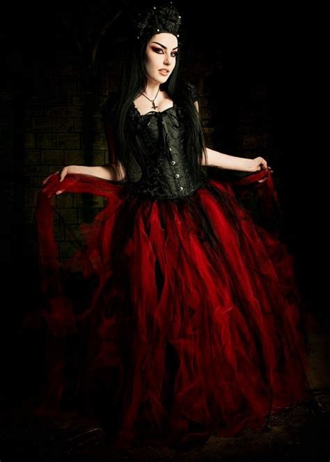 Black Red Long Gothic Prom Dress D1033 D Roseblooming