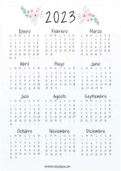 Calendario 2023 Para Imprimir En  Y Pdf Gratis Reverasite