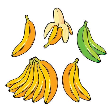 Conjunto De Vetores De Bananas Amarelas Dos Desenhos Animados Overripe