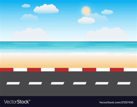 Road With Beach Background Royalty Free Vector Image