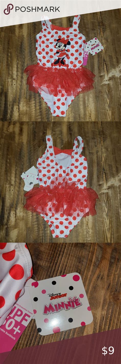 Nwt Disney Junior Minnie Mouse Polka Dot Tutu One Piece Swimsuit