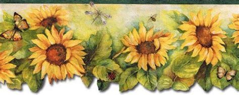 Die cut sunflower mustard , shades of green wallpaper border. Download Sunflower Wallpaper Border Kitchen Gallery