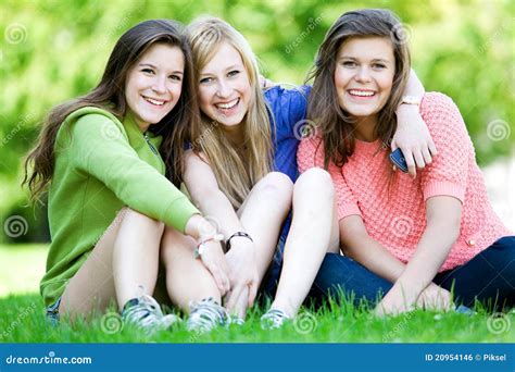 Three Friends Stock Photo Image Of Outdoors Sitting 20954146