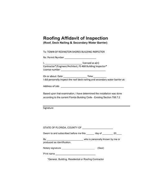 Roofing Affidavit Inspection Fill Online Printable Fillable Blank