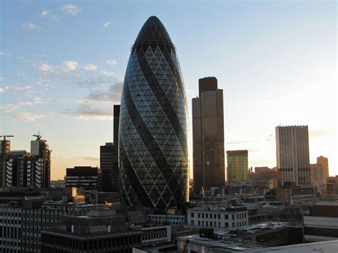 30 st mary ax (formerly known as the swiss re building), informally known as the gherkin, is a commercial skyscraper in london's main financial district, the city of london. Swiss Re building at sunset | and Tower 42, from an old ...