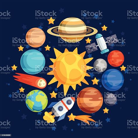Background Of Solar System Planets And Celestial Bodies Stock
