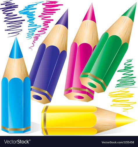 Set Colored Pencils Royalty Free Vector Image Vectorstock