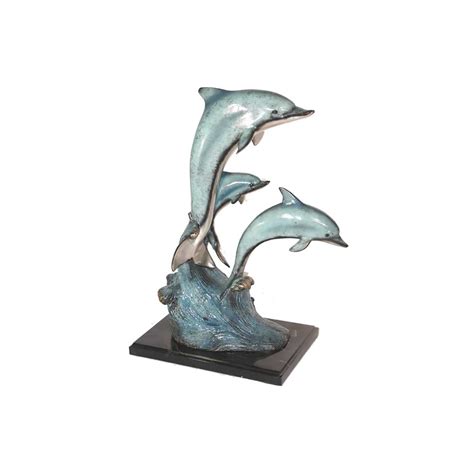 Three Dolphins Statue Bronze On Marble Base Bronze 94126