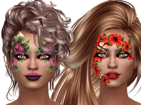 Flower Face Paint For Ladys By Trudieopp At Tsr Sims 4 Updates