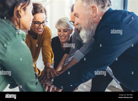 Successful Business People Hands Stacked Together Business Team