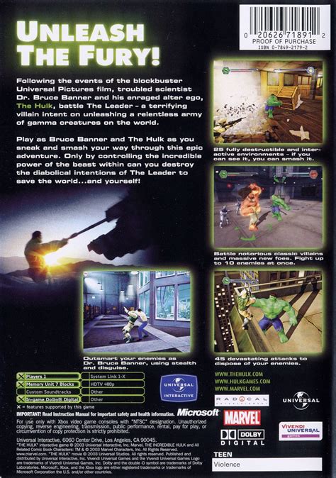 Hulk 2003 Xbox Box Cover Art Mobygames