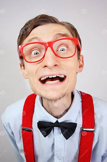 Funny Nerdy Guy Stock Image Image Of Humor Emotion 22948913