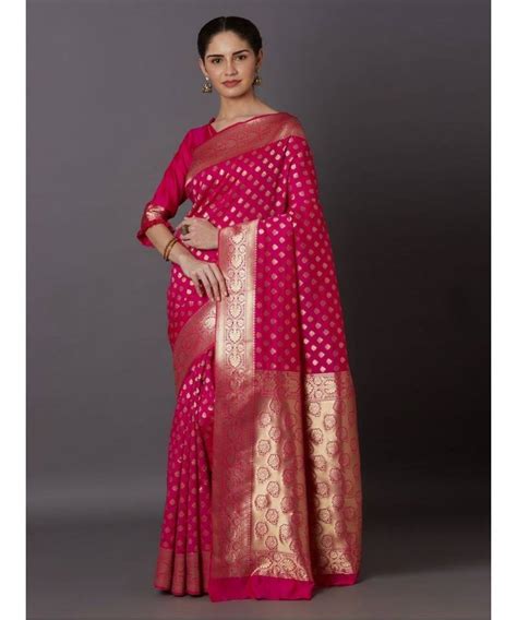 Rani Pink Banarasi Jacquard Saree With Blouse Kateshiya 3567455