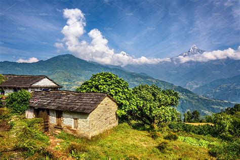 Village In The Himalaya Mountains In Nepal High Quality Architecture
