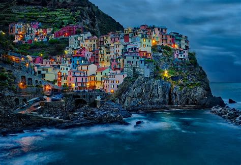 Hd Wallpaper Panoramic Photography Of Cinque Terre Evening Falls