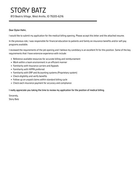 Cover Letter For Medical Billing Job at Kevin Samuel blog