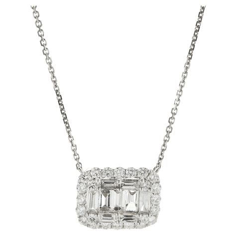 Mosaic Setting Diamond Pendant White Gold Necklace For Sale At 1stdibs