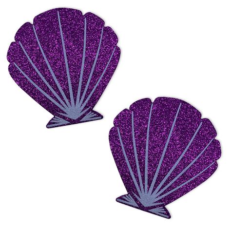 Purple Glitter Seashell Mermaid Nipple Pasties Pastiepop