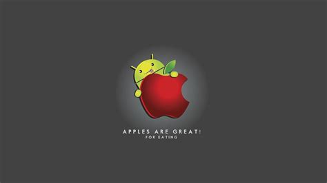 39 Android Eating Apple Wallpaper