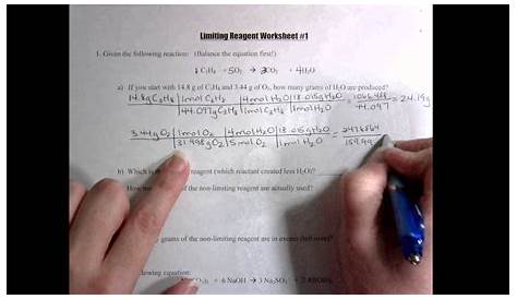 limiting reagent and excess reagent worksheet