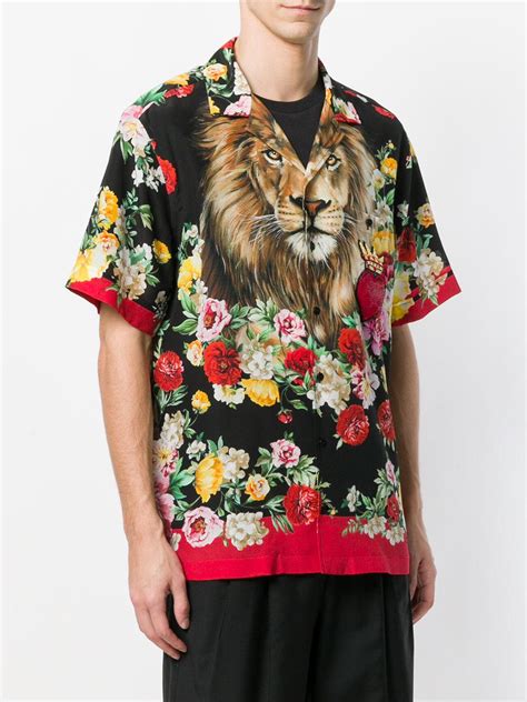 Dolce And Gabbana Cotton Floral Lion Print Shirt For Men Lyst