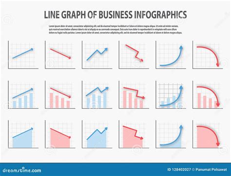 Many Type Of Line Chart For Business Sale Forecast Stock Vector