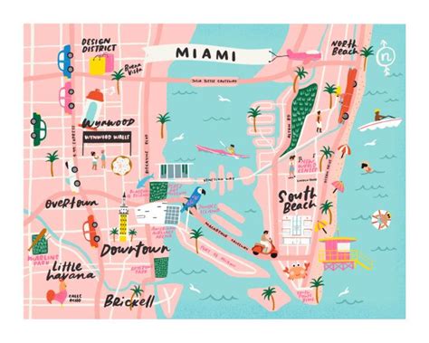 Miami Districts Map By Scott Jessop Miami Map Illustrated Map Images
