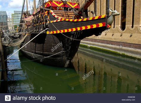 Replica Of The Golden Hind In London England Stock Photo Alamy