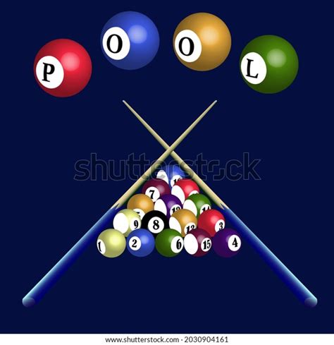 Vector Illustration Depicting Billiard Cues Balls Stock Vector Royalty