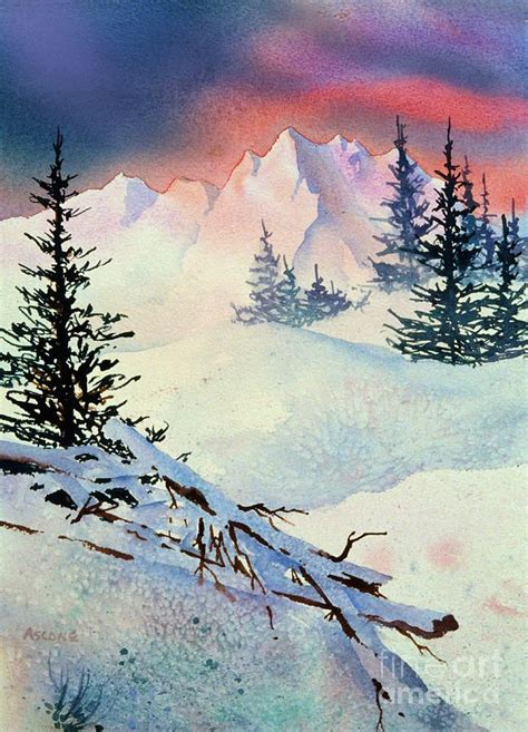 Watercolor Painting Ski View By Teresa Ascone Winter Watercolor