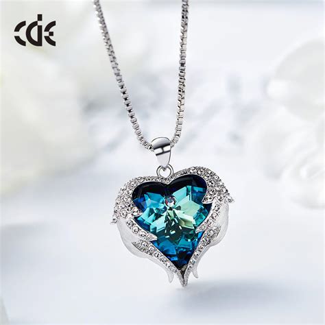 Blue Crystal Heart Of The Ocean Necklace High Fashion Jewelry Wholesal