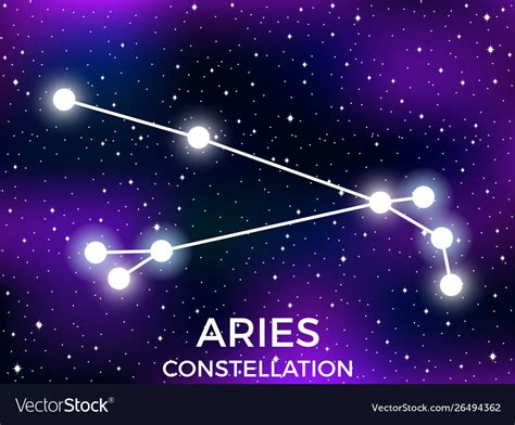 Aries Constellation Starry Night Sky Cluster Of Vector Image
