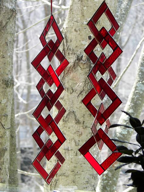 Red Stained Glass Stained Glass Suncatcher Stained Glass Etsy Stained Glass Flowers Stained