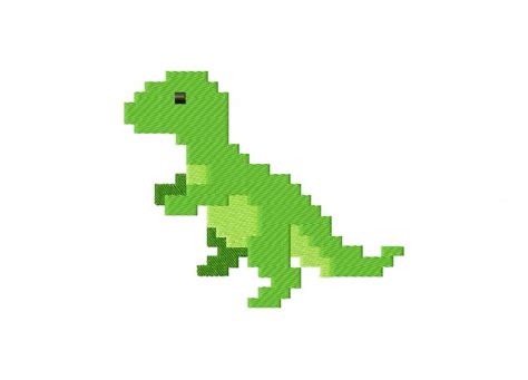 Pixel Dino Rex Machine Embroidery Design Daily Embroidery